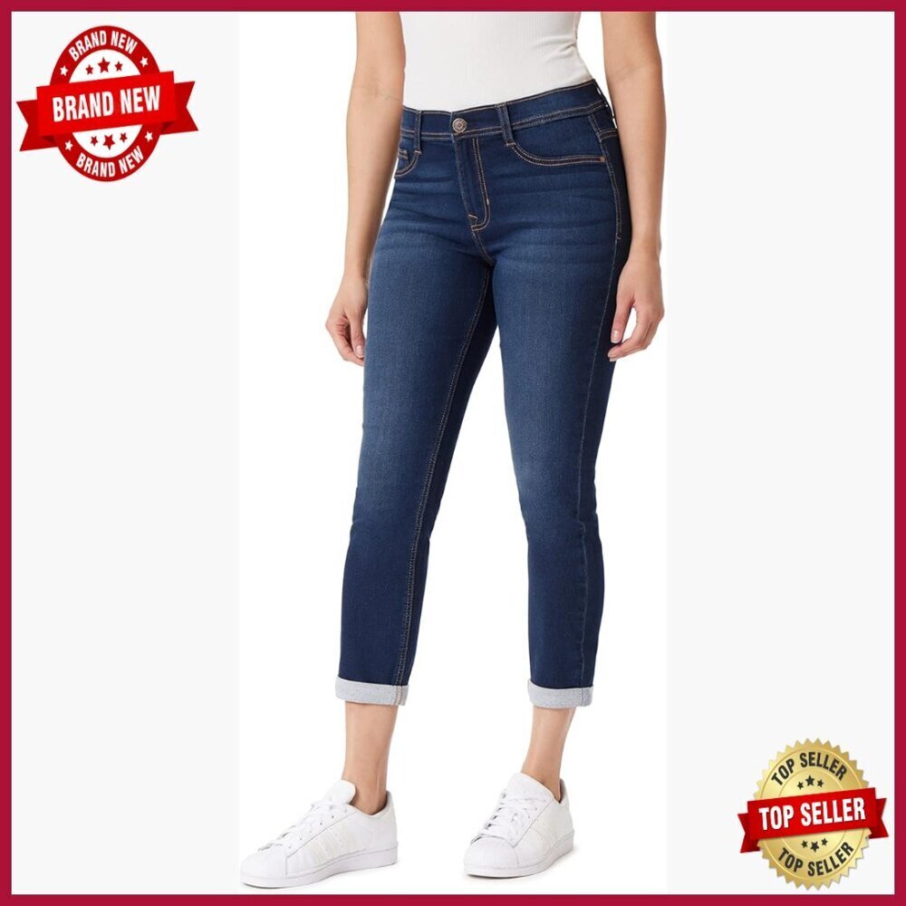 Mid Rise Skinny Jeans with Tummy Control Panel, Stretch Denim